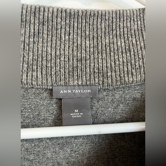 Ann Taylor Grey Wide Boat Neck Knit Sweater - Picture 2 of 7